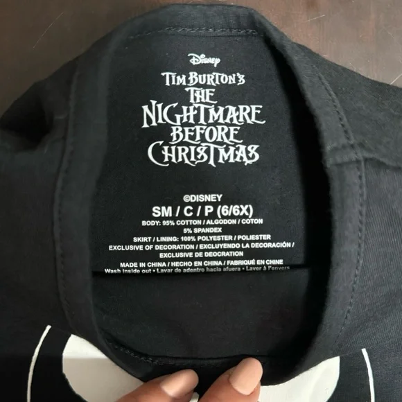 Girls Halloween Nightmare Before Christmas Black Dress Glow In The Dark Size 6 - Picture 2 of 3